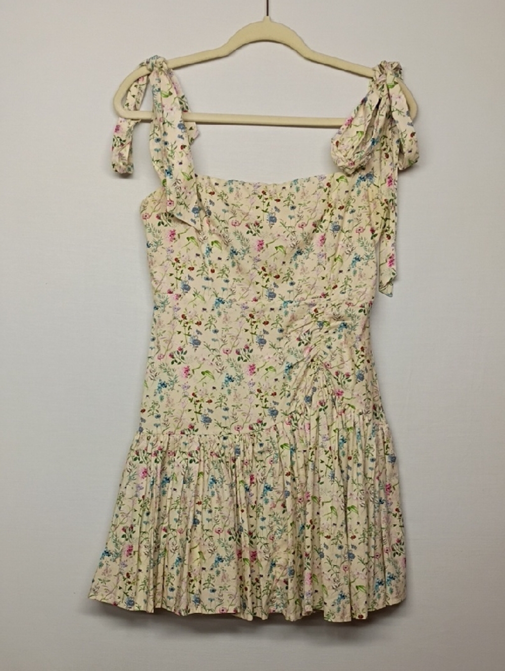 Cream Floral Tie-Shoulder Sundress - Picture 2 of 13